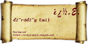 Ördög Emil névjegykártya
